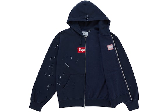 Supreme MM6 Maison Margiela Box Logo Zip Up Hooded Sweatshirt Navy
